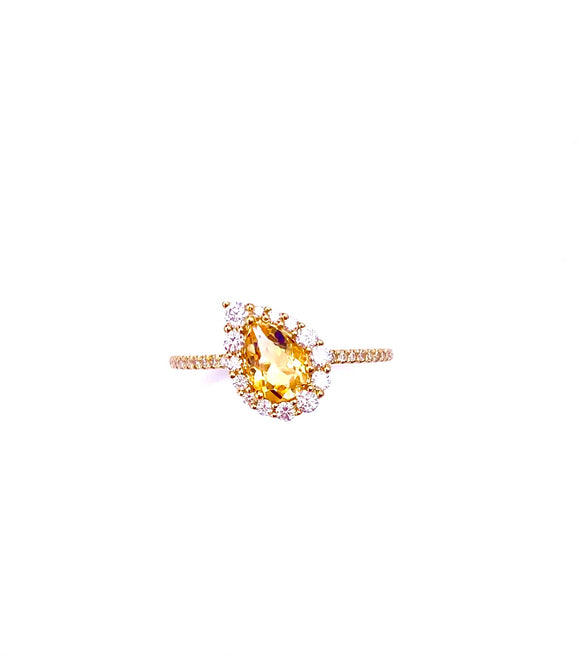 Pear Shaped Citrine Ring C401R07674-CTY