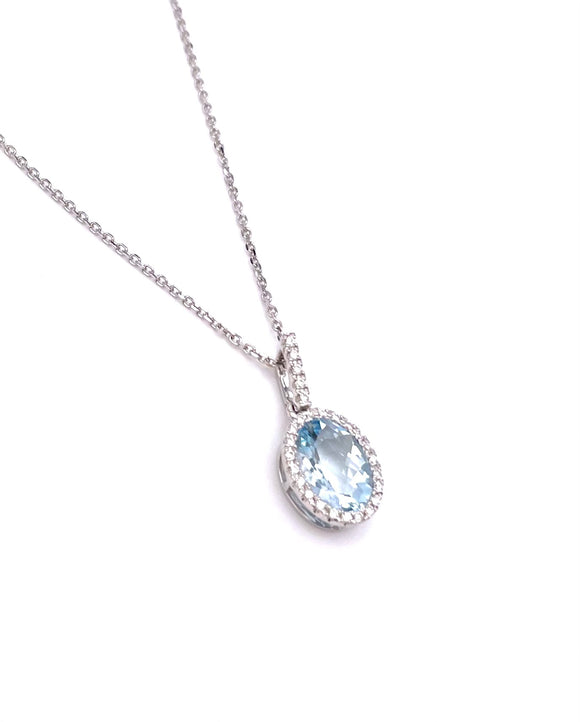 Pe Jay Creations Aquamarine and Diamond Necklace F070PE12447