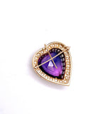 Large Amethyst and Pearl Heart Brooch