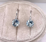 Aquamarine Lever back Earrings in White Gold F330B436769