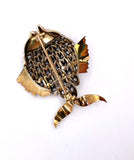 Vintage Fish Brooch 18K gold and Enamel