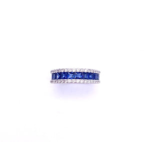 Blue Sapphire and Diamond Band Style Ring C330B398384