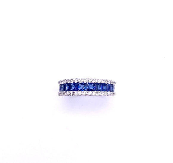 Blue Sapphire and Diamond Band Style Ring C330B398384