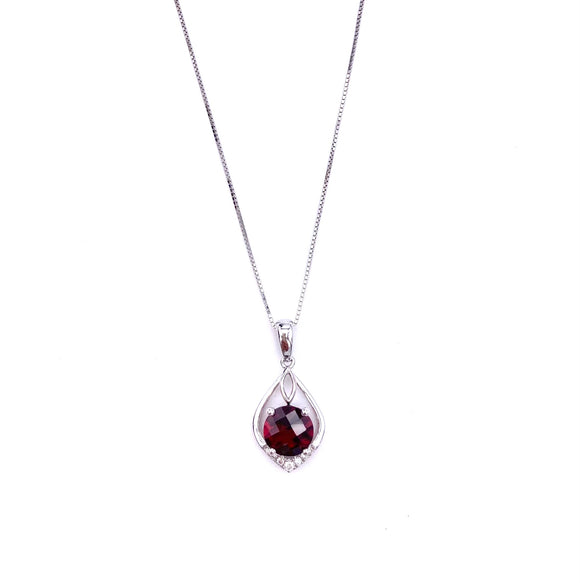 Garnet Necklace in White Gold F087P4462W