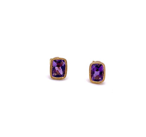 Amethyst Earrings in Yellow Gold