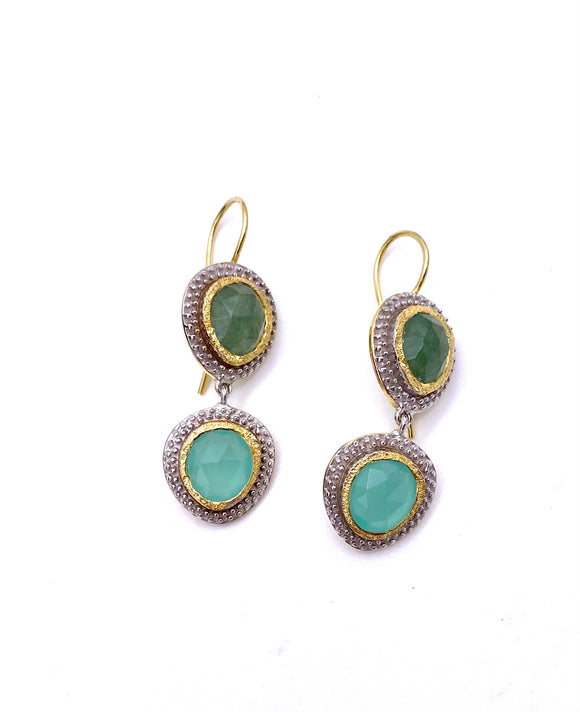 Jorge Revilla Kira Collection Adventurine and Chalcedony Earrings F351PE129-011/AC0