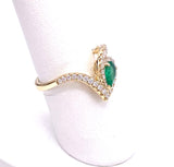 Pear Shaped Emerald Ring in Yellow Gold C093UR2358-EM-Y