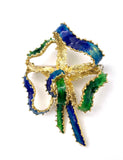 Estate 18K Enamel Brooch