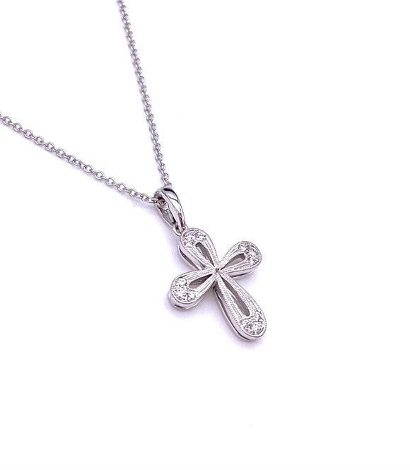 Zeghani White Gold Diamond Cross A317ZP464