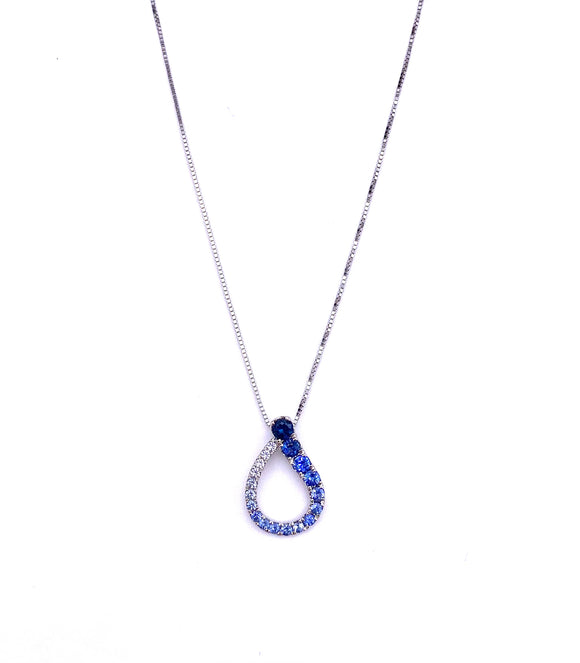 Shades of Blue Sapphire Pendant Necklace F368PCC088GSXWI