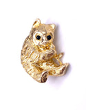 Estate Gold Panda Pin W/ Onyx Eyes