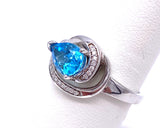 East West Pear shaped Blue Topaz Ring C368RPF180B21W1