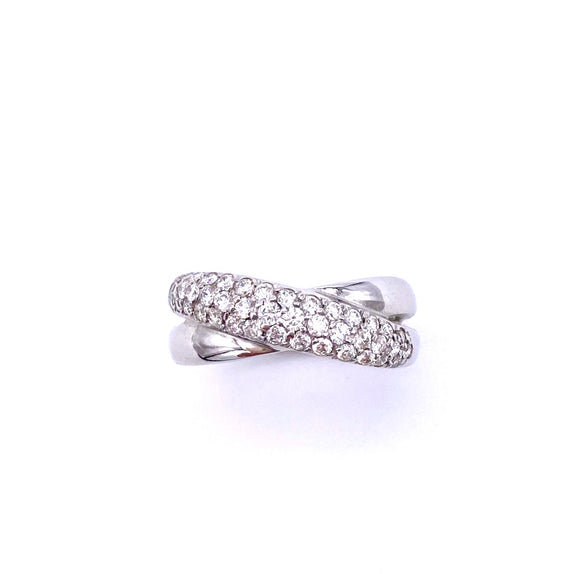 Pave Diamond Cross Over Ring A085LR6727W4411