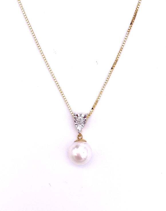 Yellow Gold Pearl Necklace F087P4932