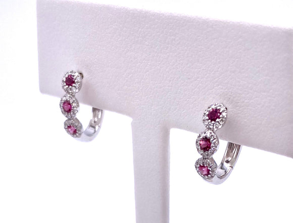 Pink Tourmaline Hinged Hoop Earrings F7906481