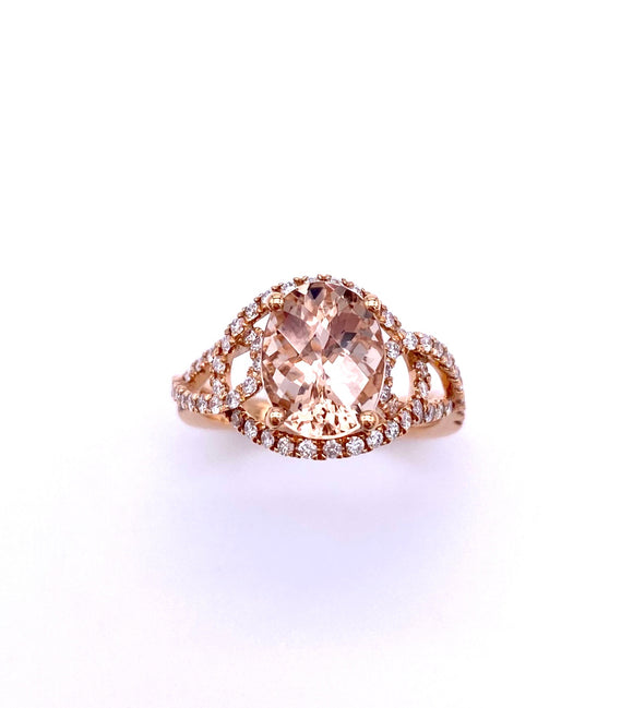 Large Oval Morganite and Diamond Ring by Pe Jay Creations C070FD12013