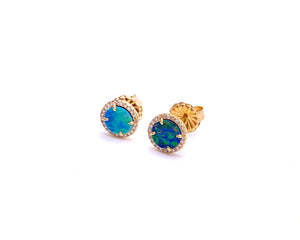 Boulder Opal Post Earrings in Yellow Gold F804ERDIA13910Y6