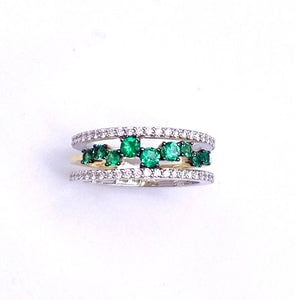 Simon G Two Tone Emerald Ring A846LR2303-Y