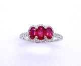 Three Stone Ruby and Diamond Ring A255NR5498