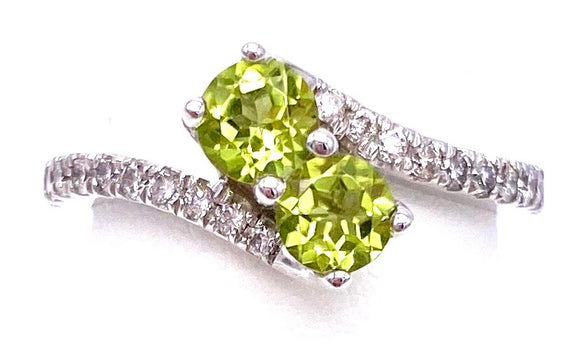 Peridot Bypass Style Ring With Diamonds A330B294610