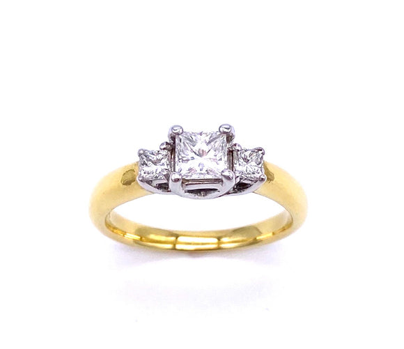 Three Stone Princess Cut Diamond Ring In 18K A846LP1386