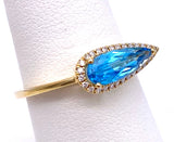 Blue Topaz Ring High Fashion Pear Shape C087RM3959