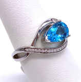 East West Pear shaped Blue Topaz Ring C368RPF180B21W1