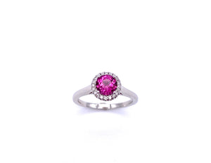 Round Rhodolite Garnet and Diamond Ring C038LCK10260