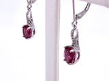 Pink Tourmaline Lever Back Earrings w/ Diamond Accents F368E589835