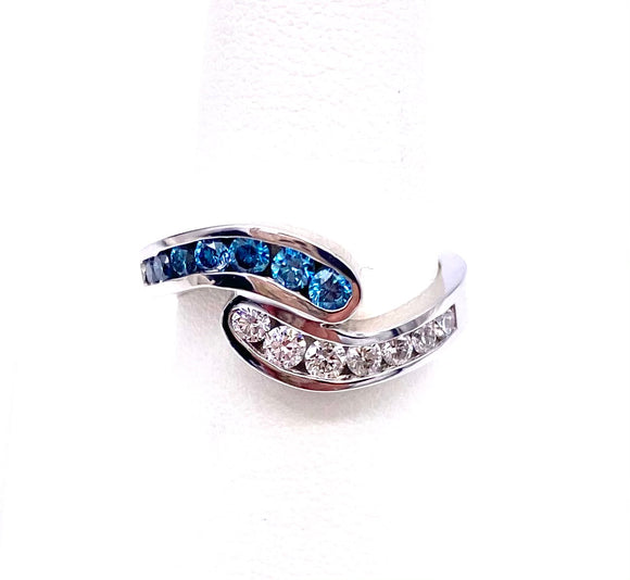 Blue and White Diamond Bypass Ring A604R868646871