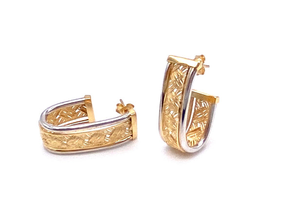 Two Tone “J” Hoop Earrings F312LE1864