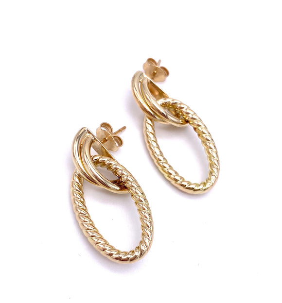 Yellow Gold Contemporary Door Knocker Earrings F312LE1983