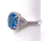 Glamorous Blue Topaz Ring W/ Diamonds C330B321367