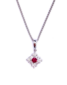 Square Design Ruby Necklace F245FR120PSL