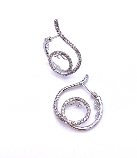 Swirled Diamond Hoop Earrings A085EG12084W45JJ