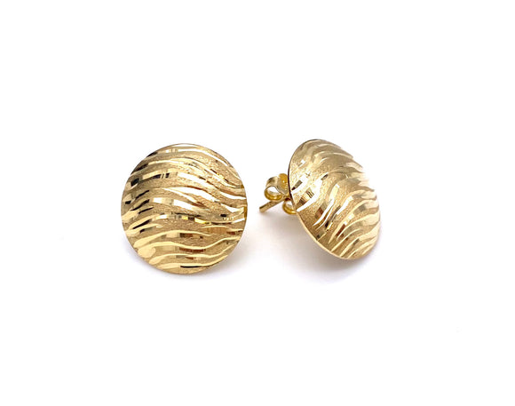 Yellow Gold Zebra Design Post Earrings F341LE1977