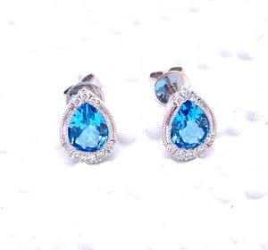 Pear Shaped Blue Topaz Earrings F087E4259W