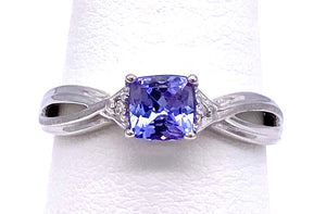 Cushion Cut Tanzanite Ring With Diamond Accents C05034-1939W