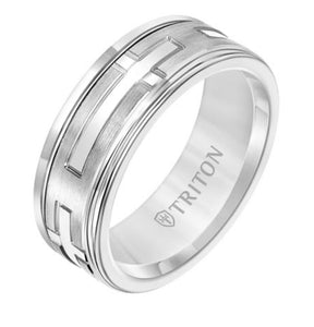 Triton Tungsten Carbide and White Gold Cross Wedding Band D00511-2417