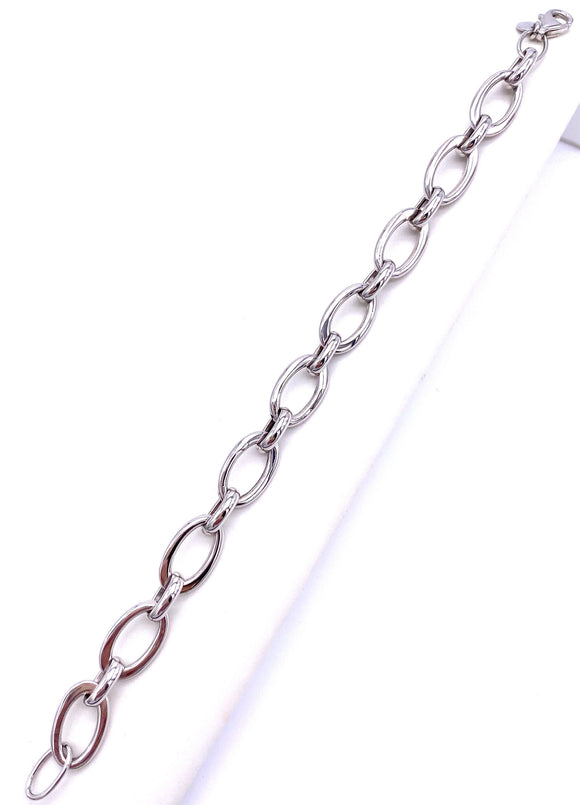 White Gold Oval Link Bracelet F 312LF121