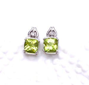 Checkerboard Cut  Peridot Earrings F096E0101