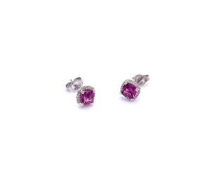 Square Shaped Rhodolite Garnet Post Earrings F038ECK10012